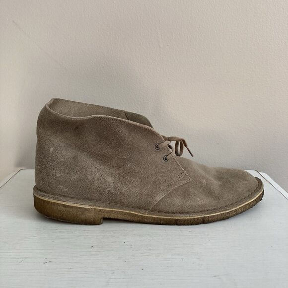 Clarks Mens Desert Chukka Boots Tan Suede Leather Chukka Boots Size 13 Lace Up - Picture 5 of 12